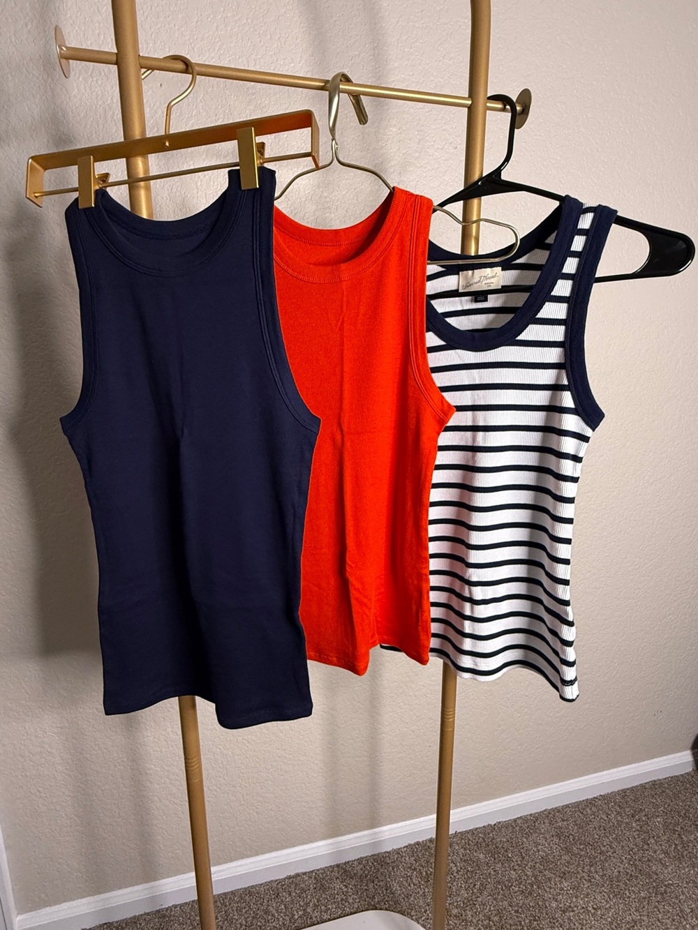 Universal Thread Women's Navy, Red & Navy-Striped Tank Top Set